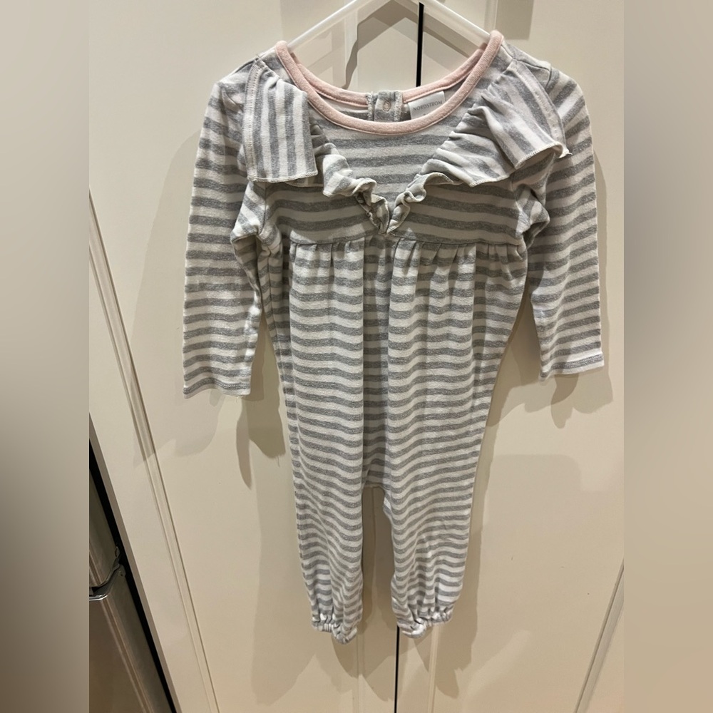 Nordstrom Striped Gray and Pink Kids One Piece 18m